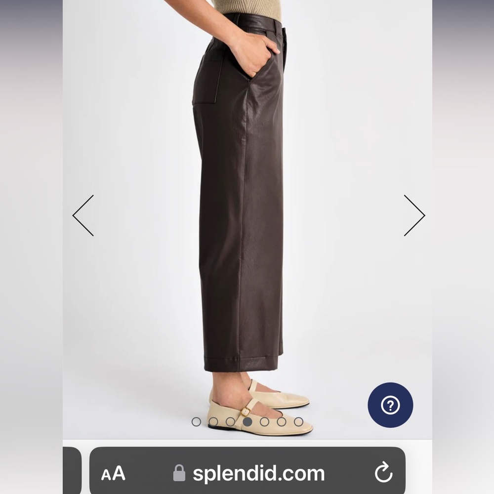 Splendid Womens Brown Faux Leather Vegan Wide Leg Ankle Pants Trousers NWT - Picture 6 of 7